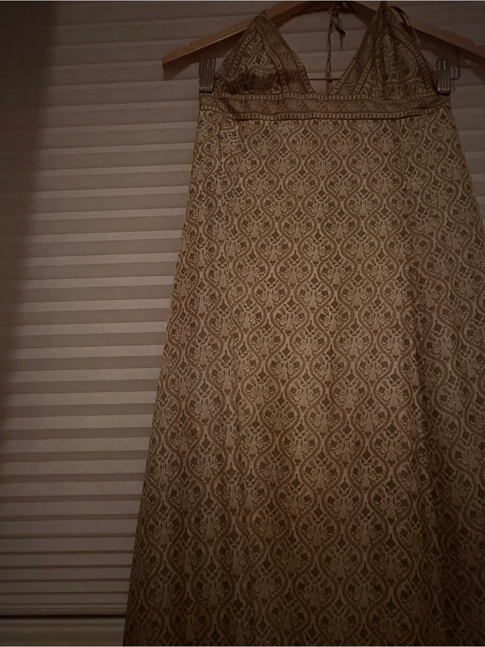 Carolina Herrera Silk Beige and Sage Floral Halter Maxi Dress - Picture 2 of 8
